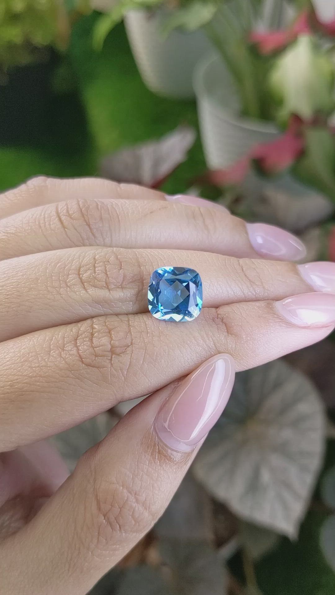 5.18 Ct. Swiss Blue Topaz from Ceylon (Sri Lanka) Size Video