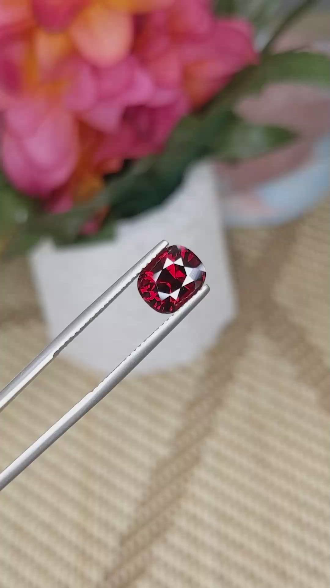 2.73 Ct. Red Garnet from Ceylon (Sri Lanka) Size Video