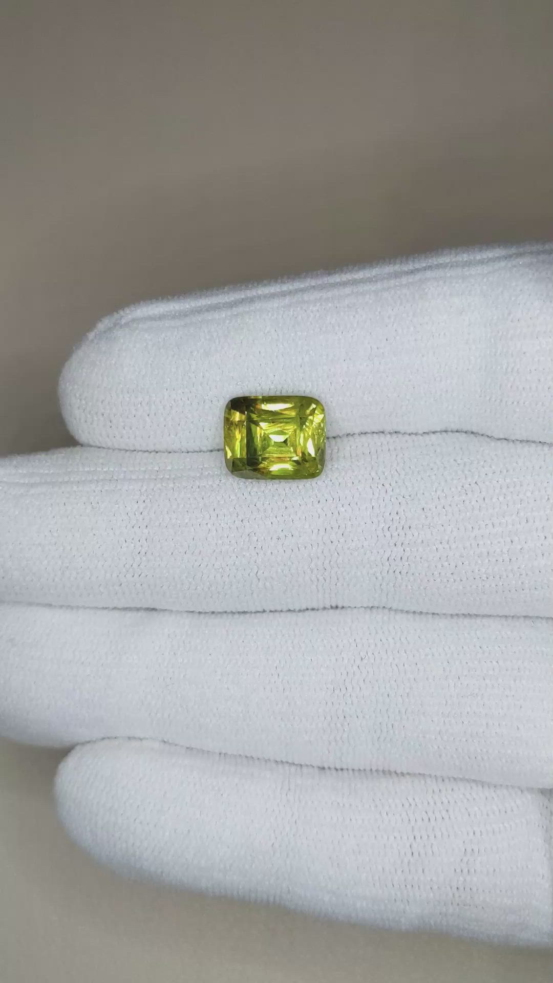 4.98 Ct. Yellowish Green Sphene (Titanite) from Madagascar Size Video
