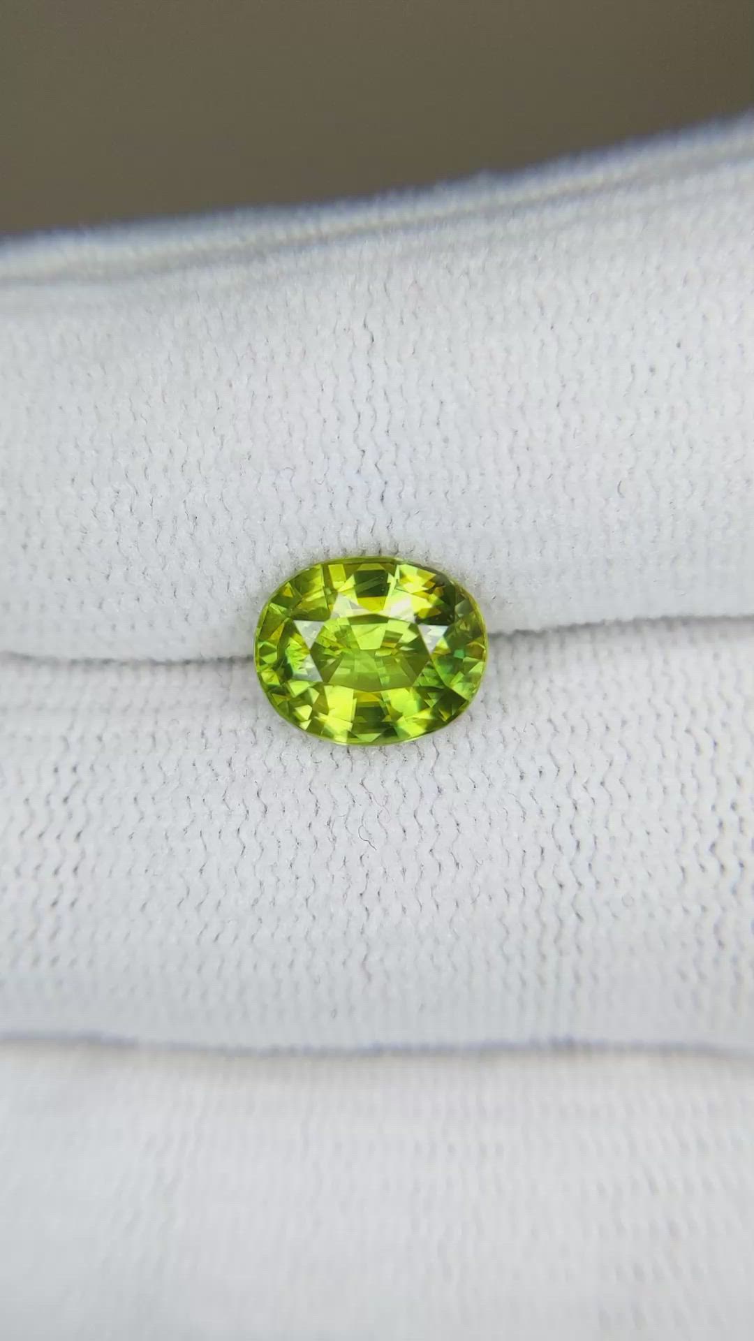 2.31 Ct. Yellowish Green Sphene (Titanite) from Madagascar Size Video