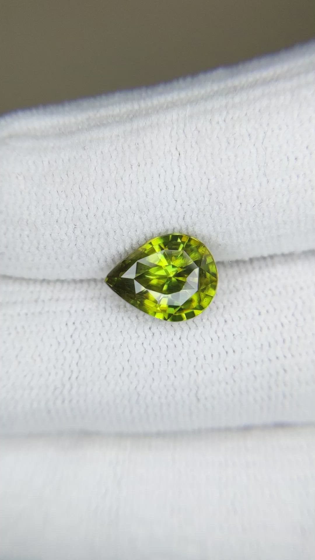 2.29 Ct. Yellowish Green Sphene (Titanite) from Madagascar Size Video