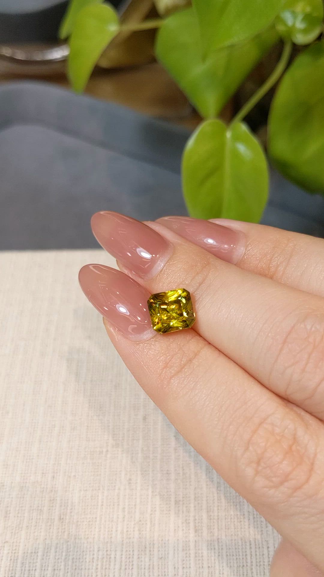 3.33 Ct. Yellowish Brown Sphene (Titanite) from Madagascar Size Video