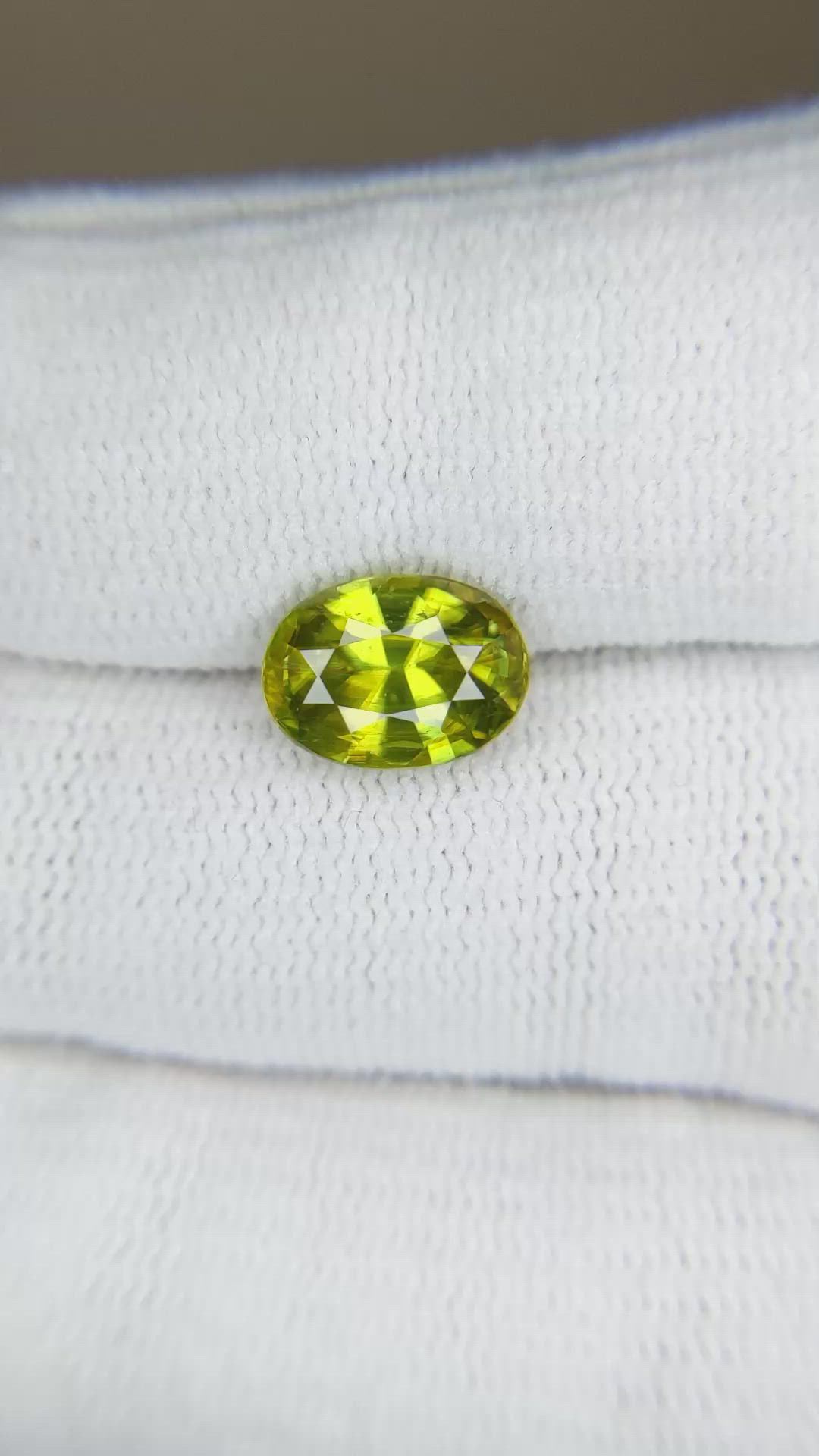 2.62 Ct. Yellowish Green Sphene (Titanite) from Madagascar Size Video