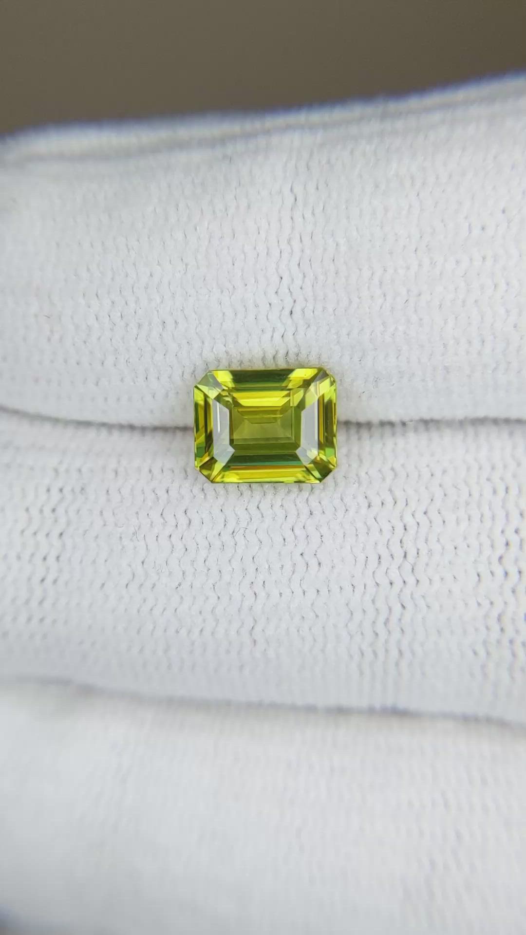 2.10 Ct. Yellowish Green Sphene (Titanite) from Madagascar Size Video