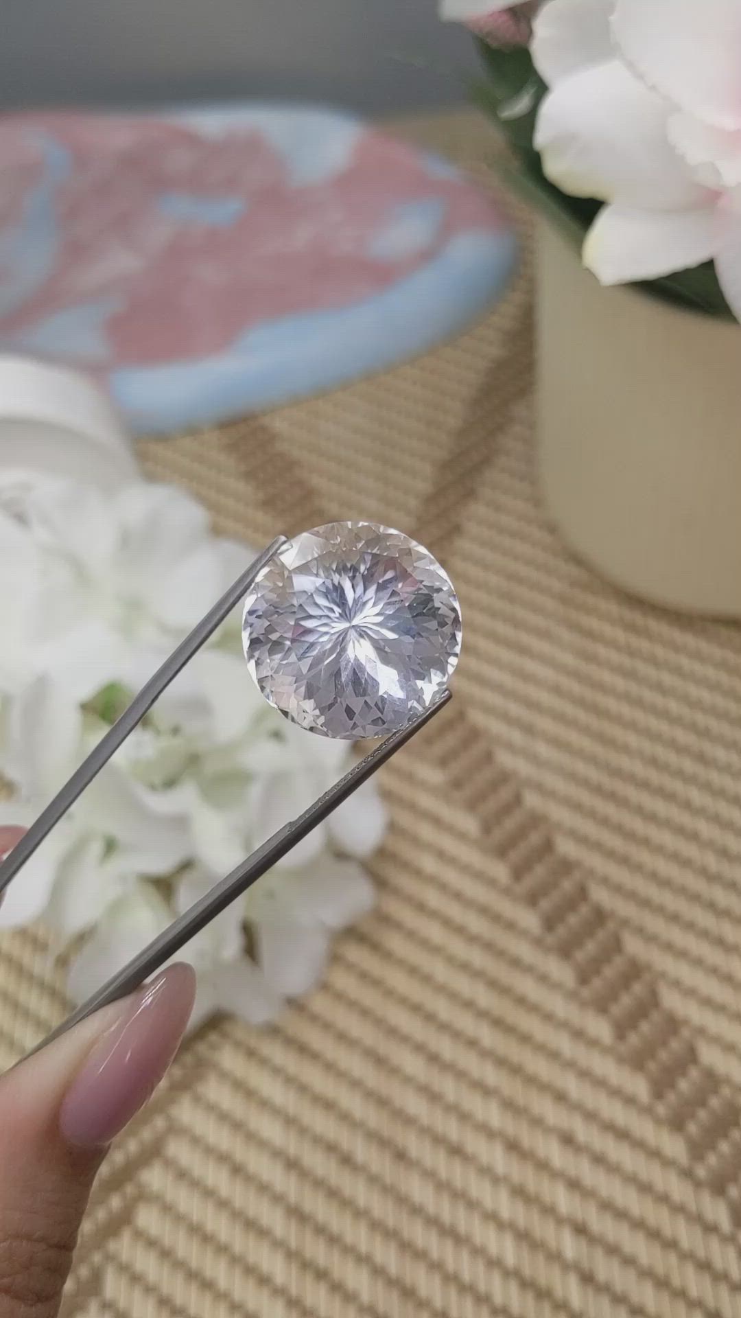 33.60 Ct. White Quartz from Brazil Size Video
