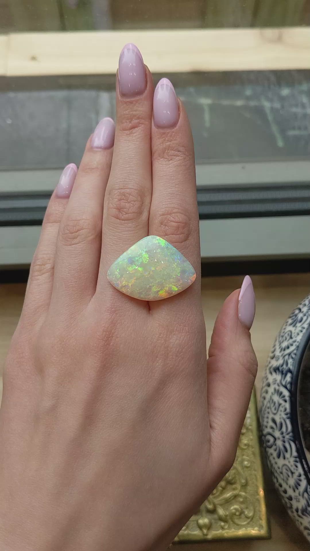 19.03 Ct. Multi Color Cabochon Jelly Opal from Australia Size Video