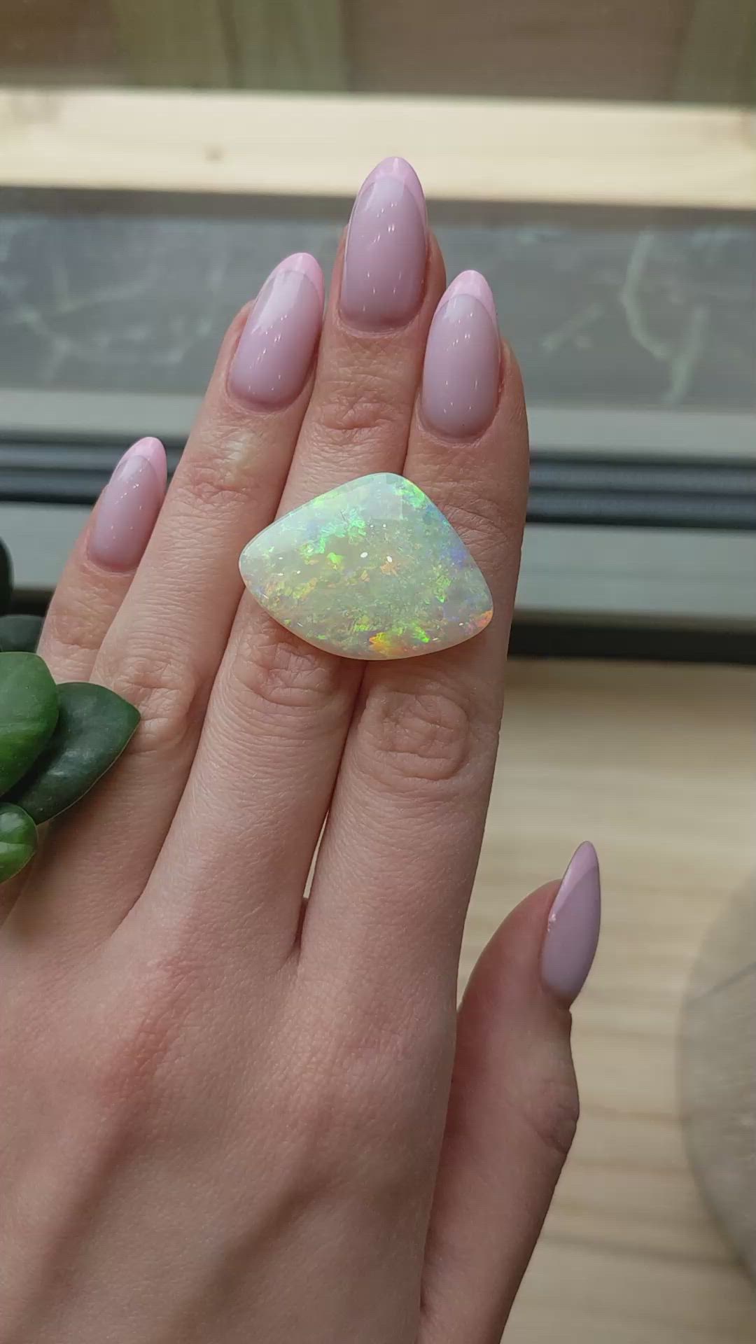 19.03 Ct. Multi Color Cabochon Jelly Opal from Australia Size Video