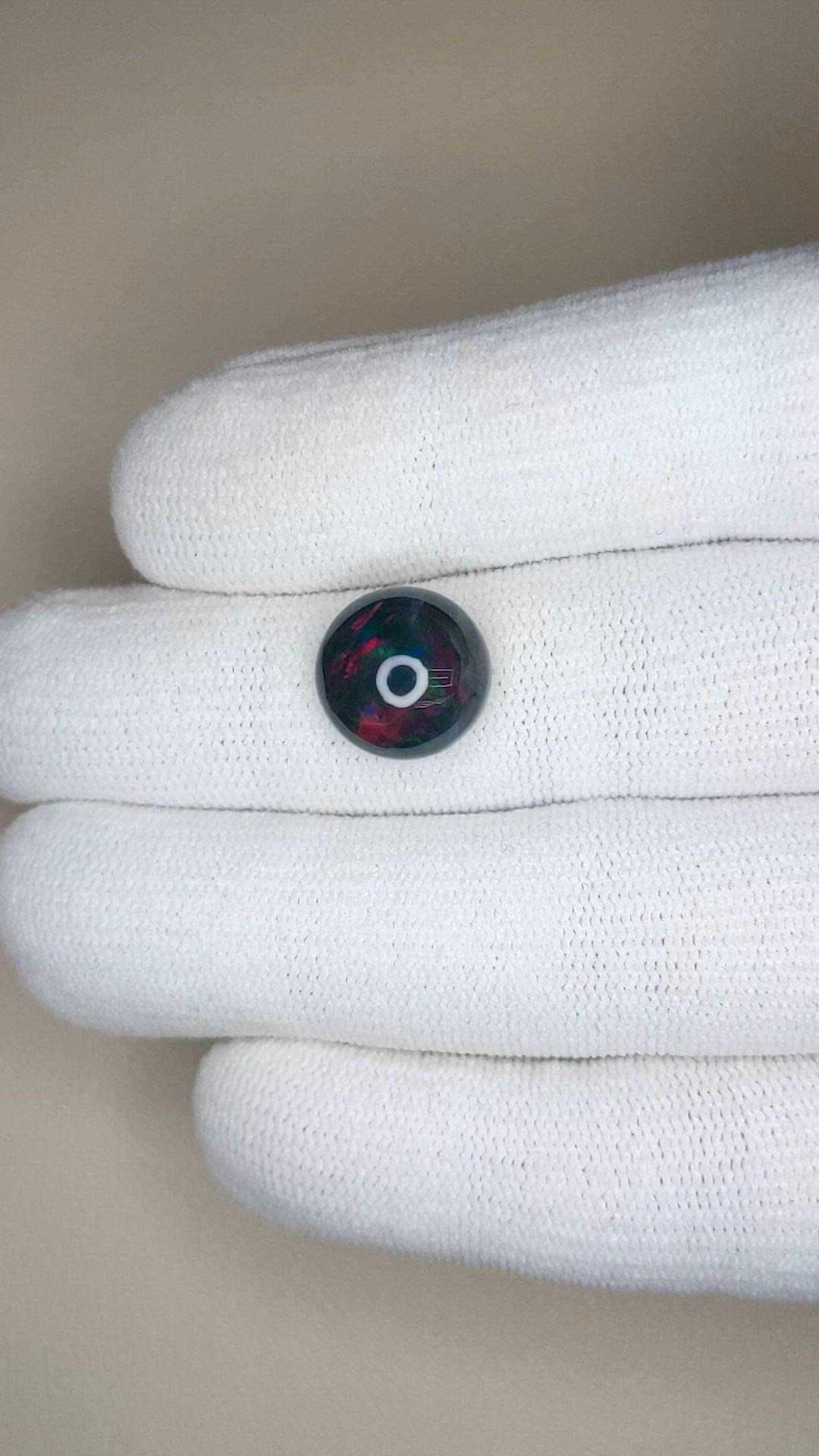 3.92 Ct. Multi Color Cabochon Black Opal from Ethiopia Size Video