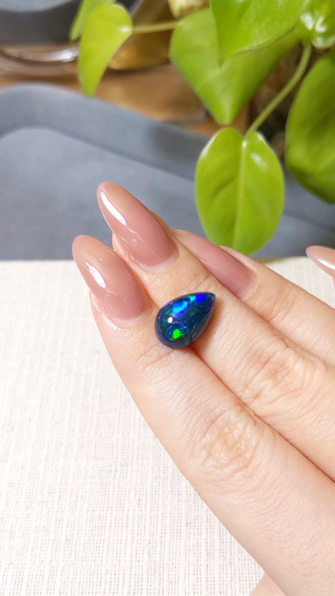 4.15 Ct. Multi Color Cabochon Black Opal from Ethiopia Size Video