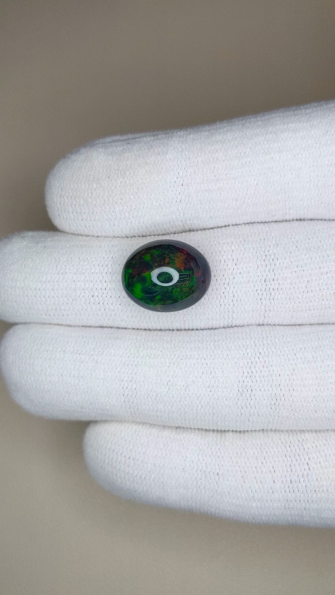 4.95 Ct. Multi Color Cabochon Black Opal from Ethiopia Size Video