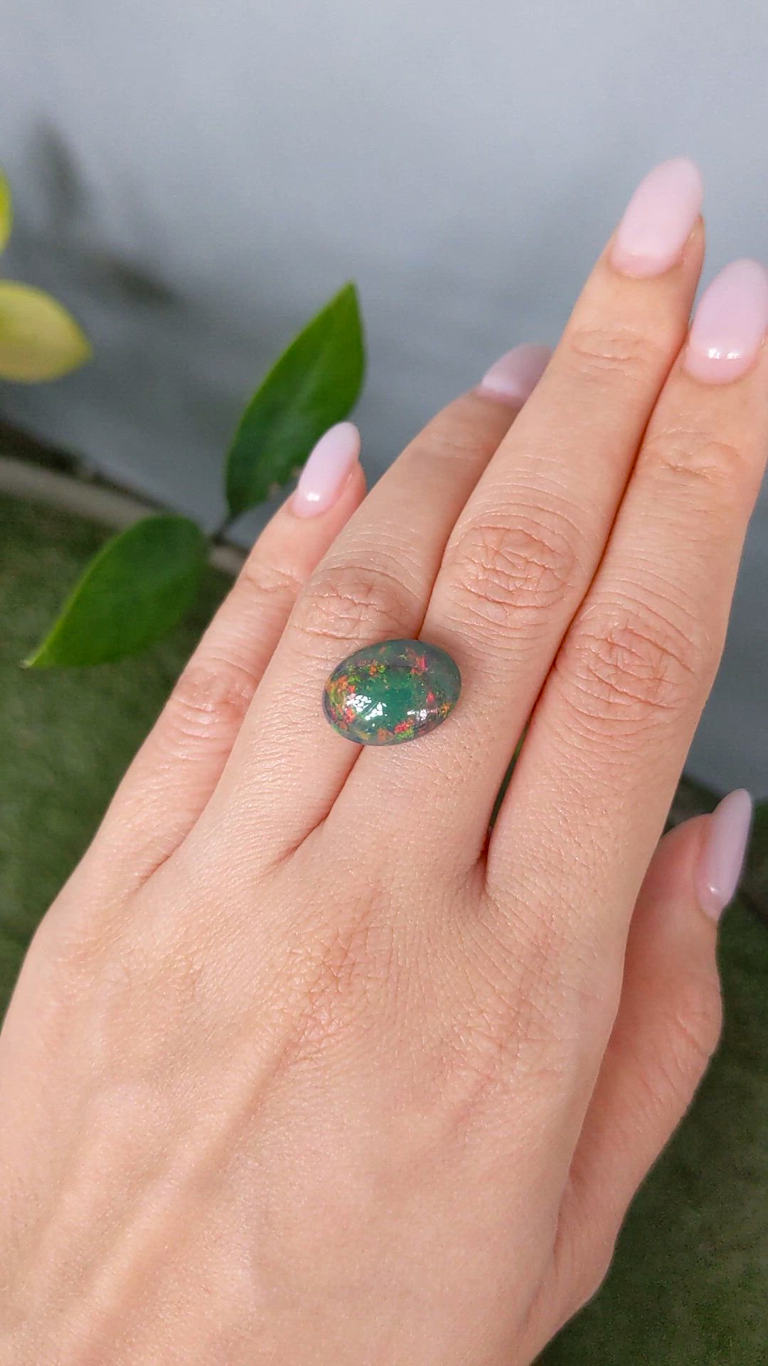 4.77 Ct. Multi Color Cabochon Black Opal from Ethiopia Size Video