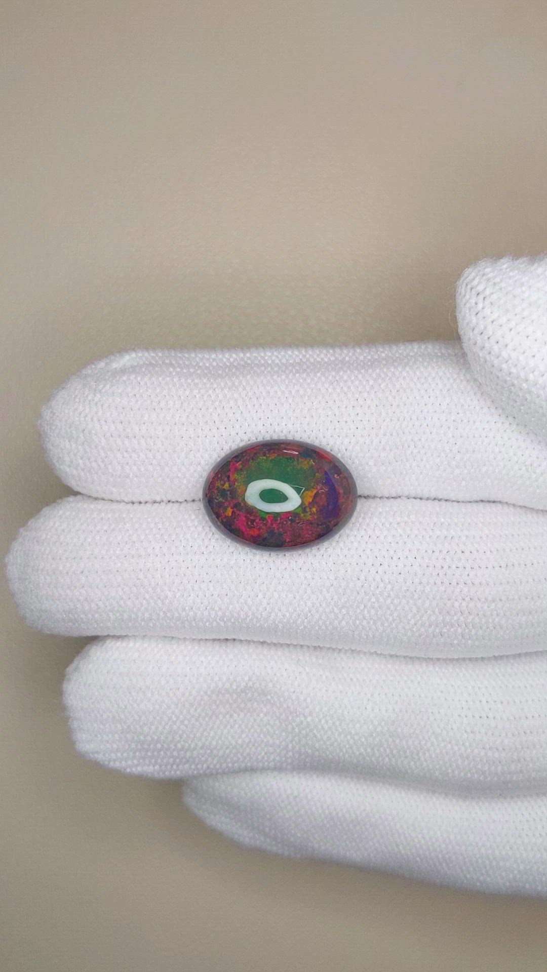 4.77 Ct. Multi Color Cabochon Black Opal from Ethiopia Size Video