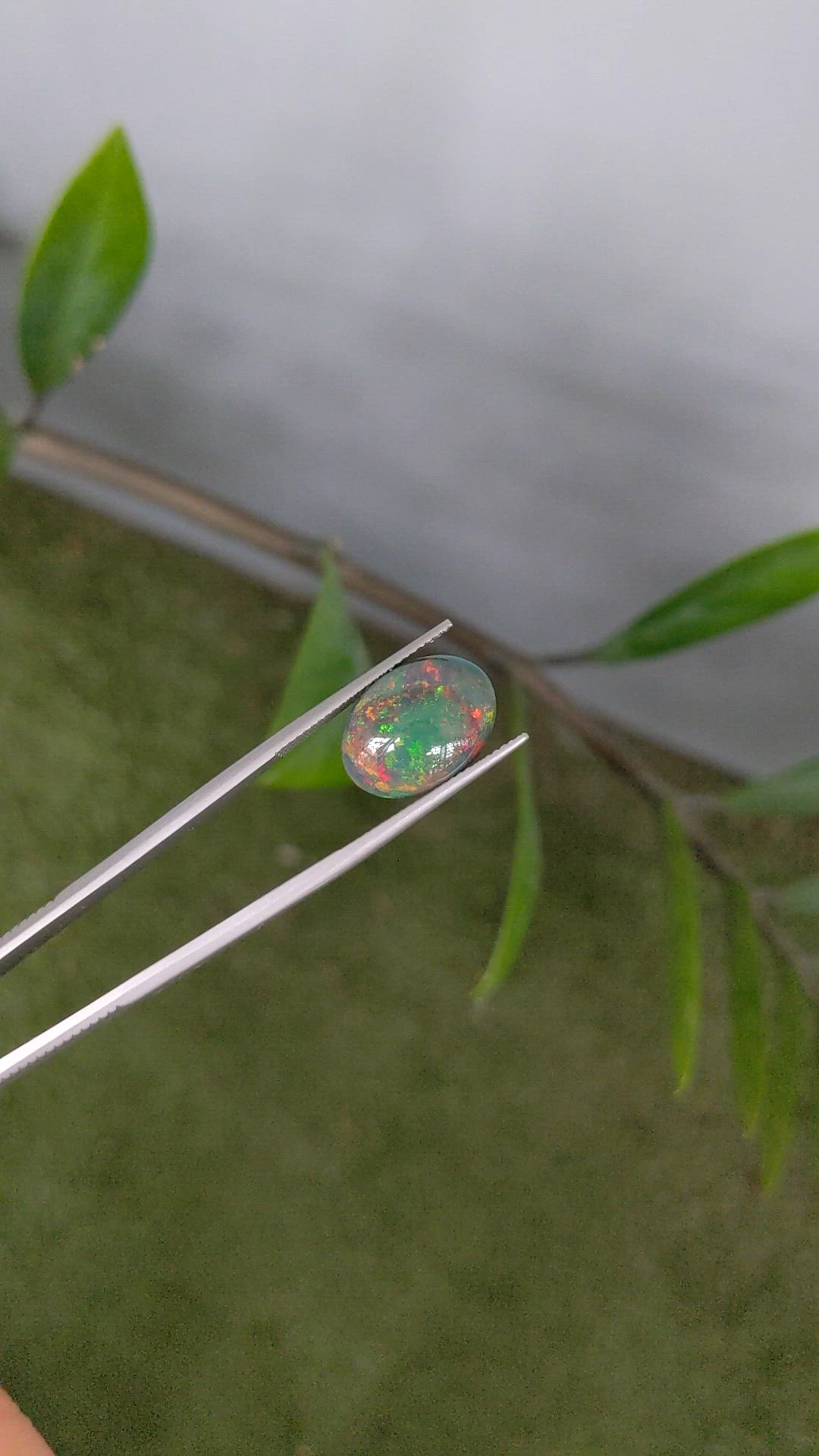 4.77 Ct. Multi Color Cabochon Black Opal from Ethiopia Size Video