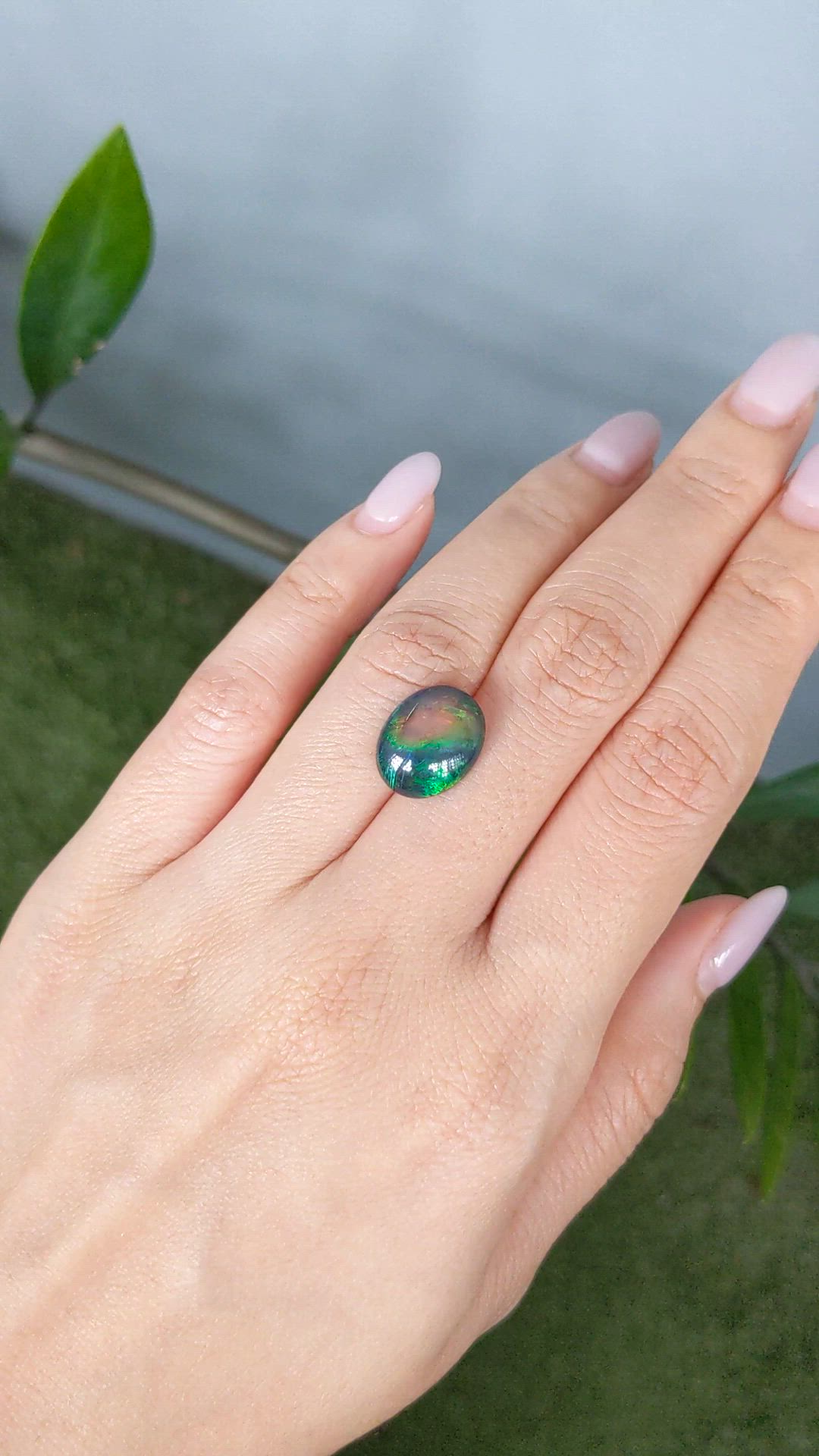 3.44 Ct. Multi Color Cabochon Black Opal from Ethiopia Size Video
