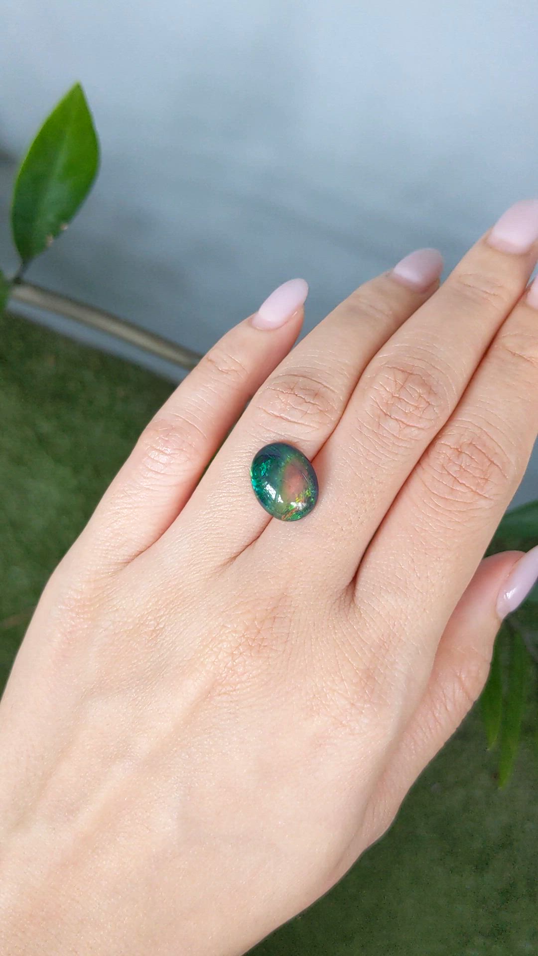 3.44 Ct. Multi Color Cabochon Black Opal from Ethiopia Size Video