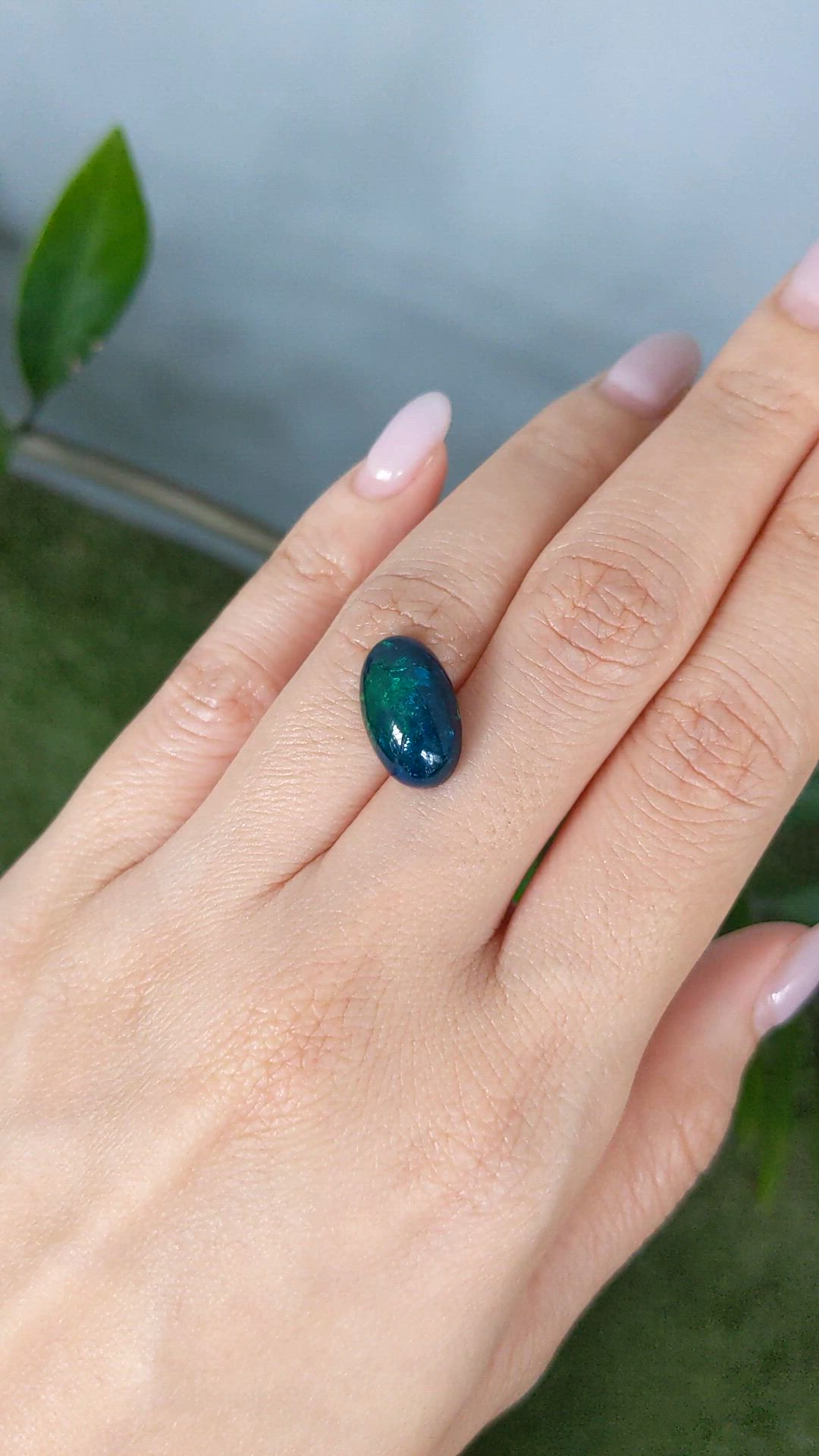 1.00 Ct. Multi Color Cabochon Black Opal from Ethiopia Size Video