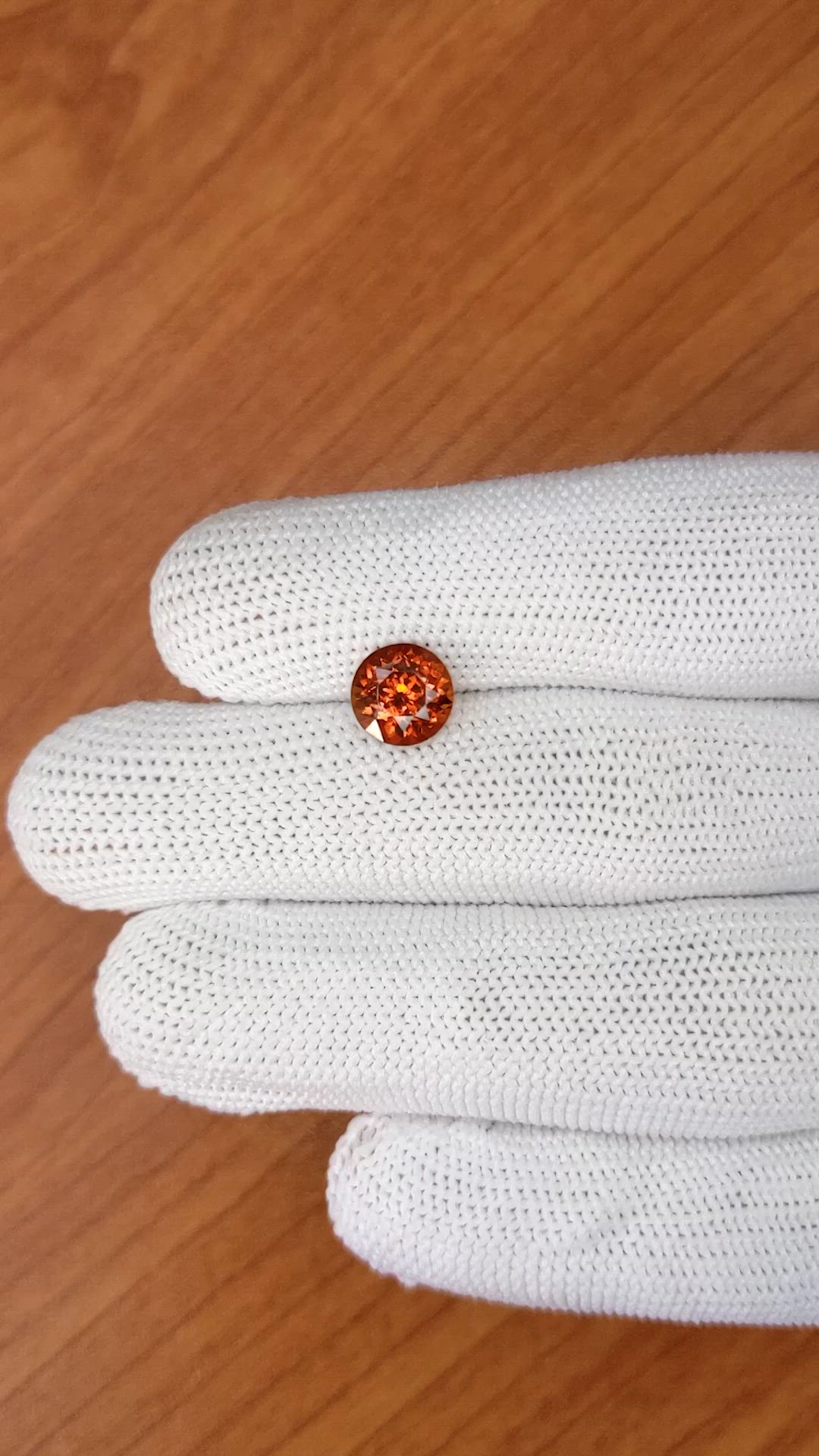 1.96 Ct. Orange Spessartite Garnet from Ceylon (Sri Lanka) Size Video