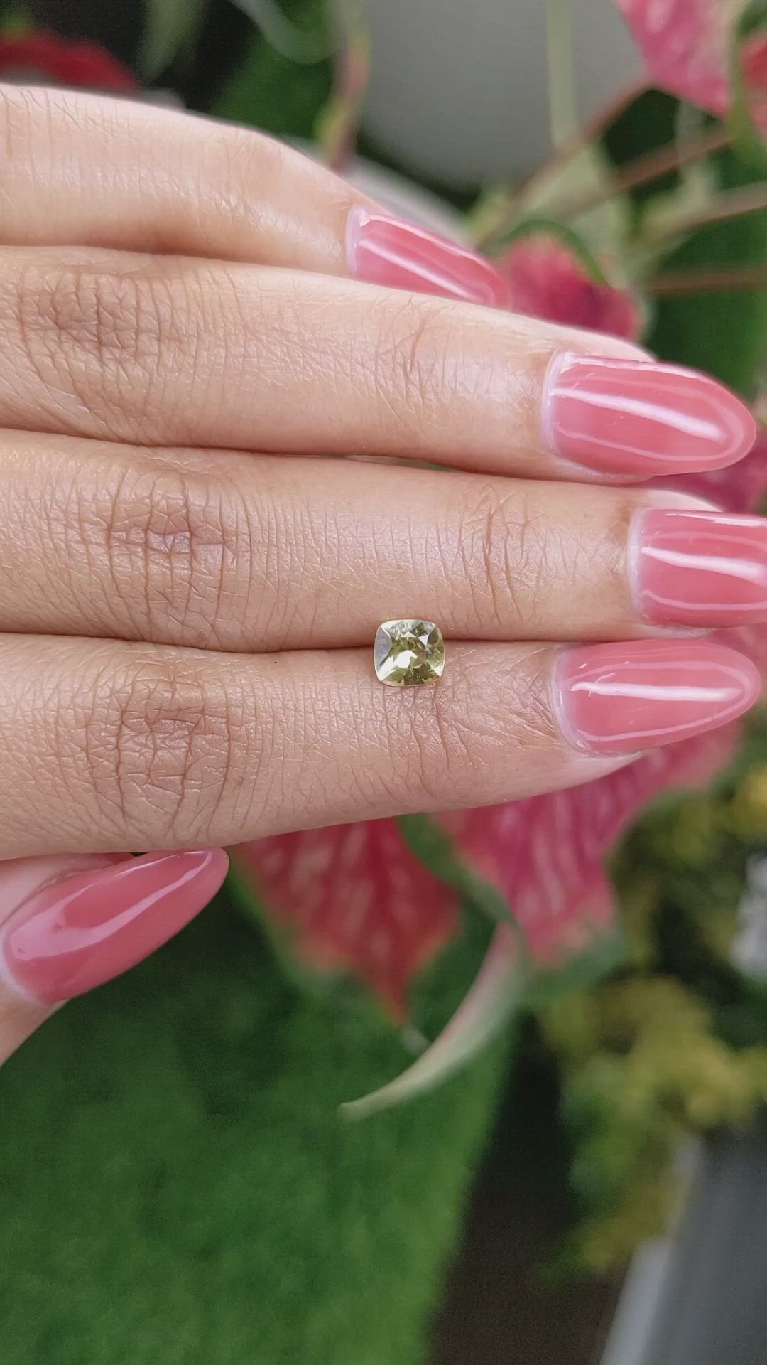 0.67 Ct. Yellowish Green Chrysoberyl from Ceylon (Sri Lanka) Size Video