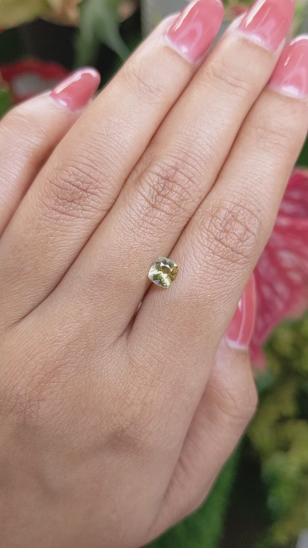 0.67 Ct. Yellowish Green Chrysoberyl from Ceylon (Sri Lanka) Size Video