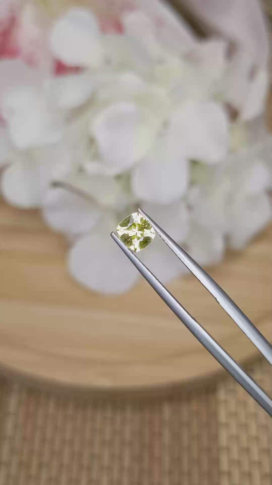 0.67 Ct. Yellowish Green Chrysoberyl from Ceylon (Sri Lanka) Size Video