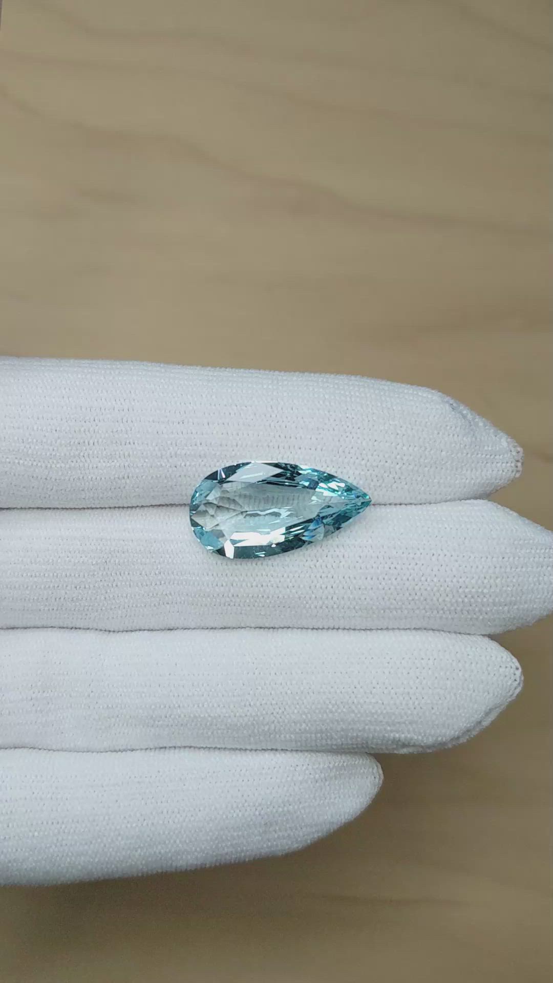 8.81 Ct. Blue Aquamarine from Brazil Size Video
