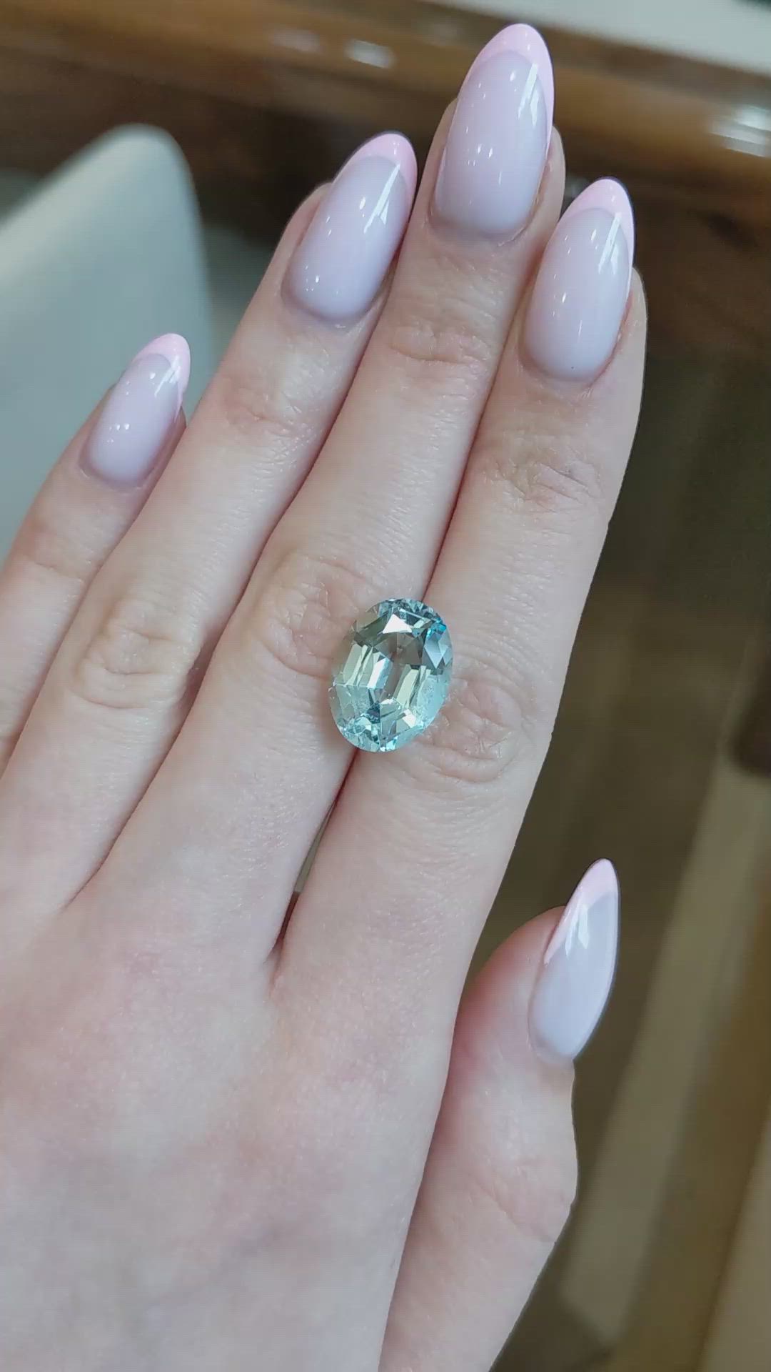 8.91 Ct. Blue Aquamarine from Brazil Size Video