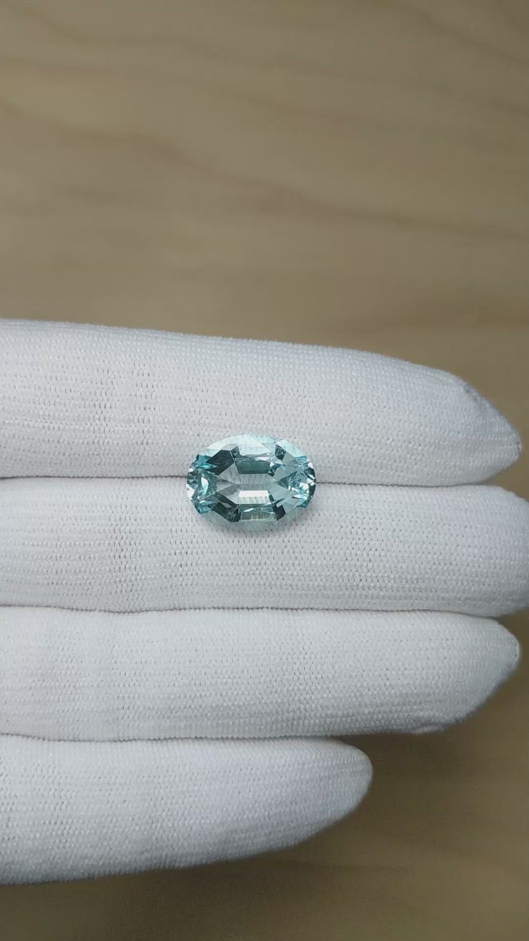 8.91 Ct. Blue Aquamarine from Brazil Size Video