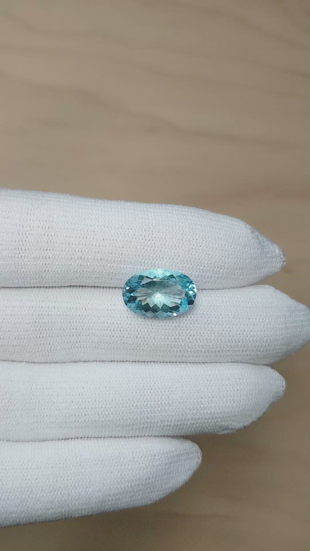 5.61 Ct. Blue Aquamarine from Brazil Size Video