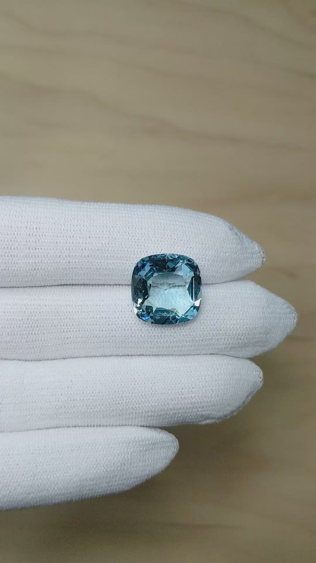 11.86 Ct. Blue Aquamarine from Brazil Size Video