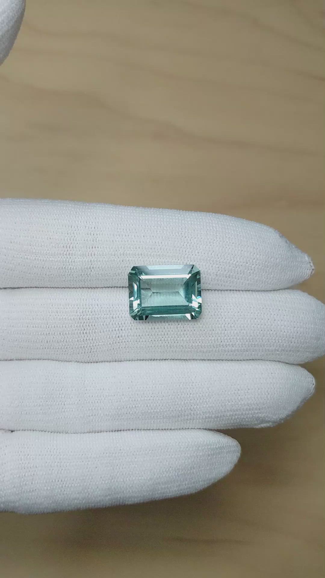 10.09 Ct. Greenish Blue Aquamarine from Brazil Size Video