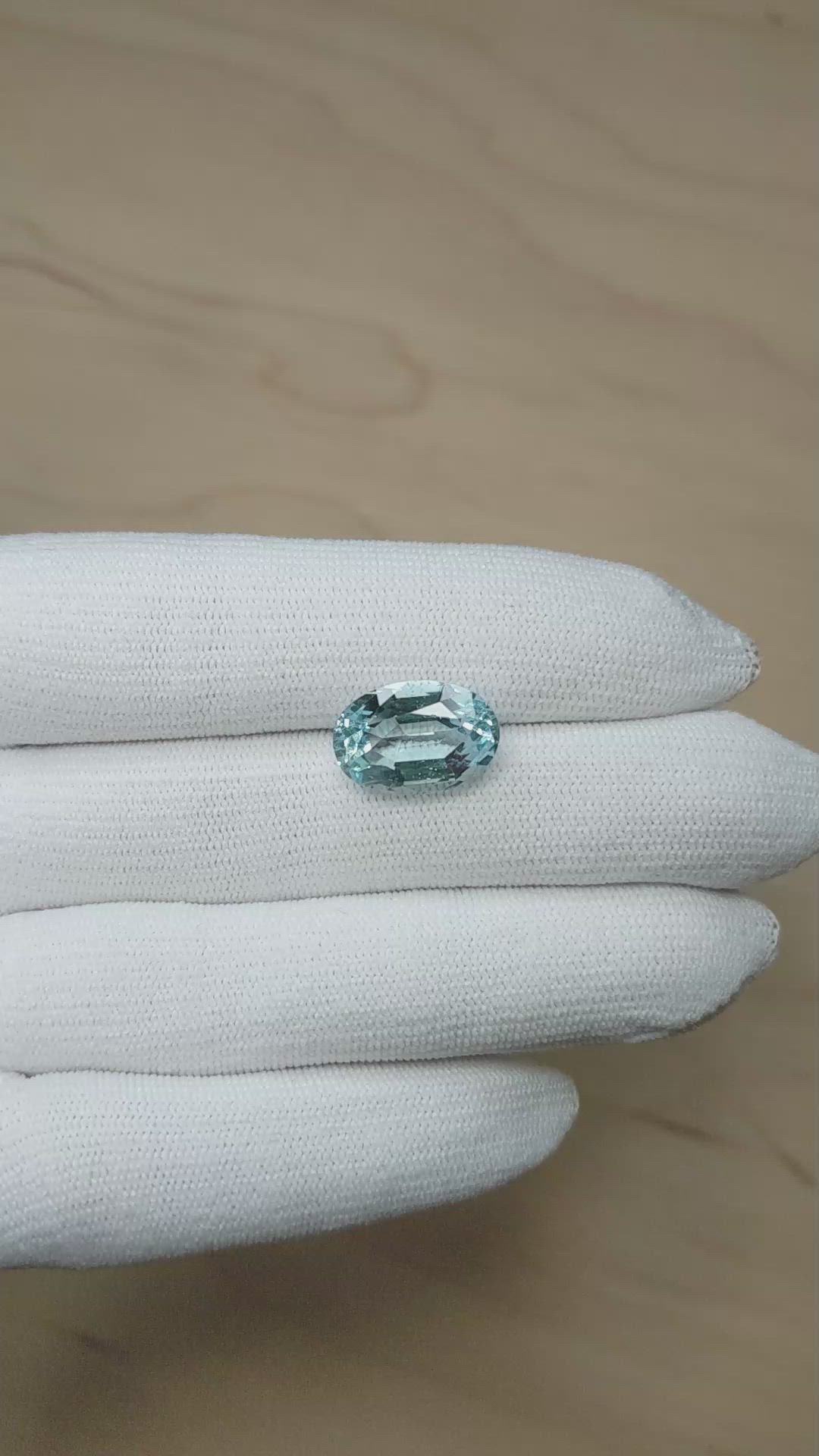 7.74 Ct. Blue Aquamarine from Brazil Size Video