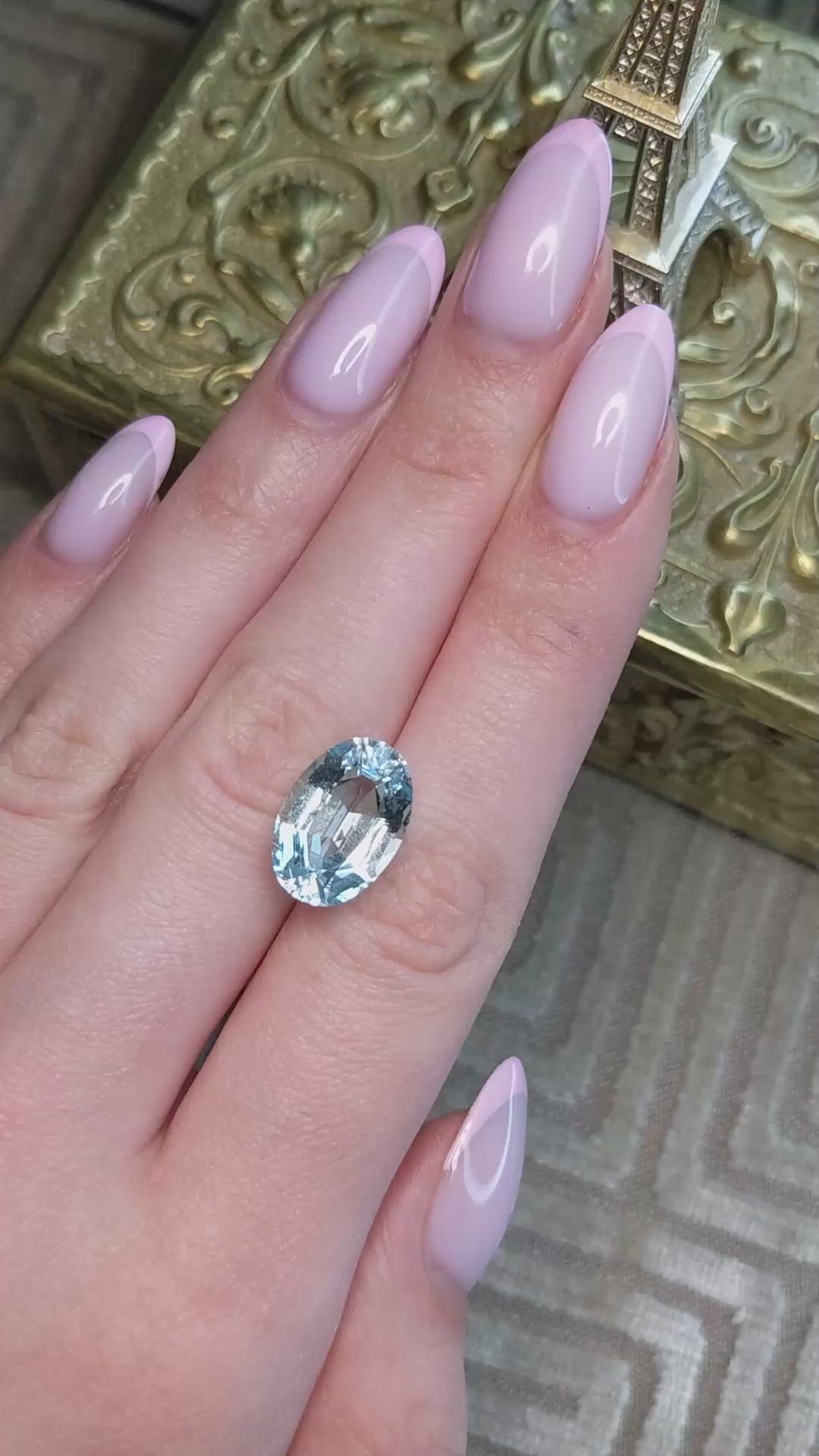 7.74 Ct. Blue Aquamarine from Brazil Size Video