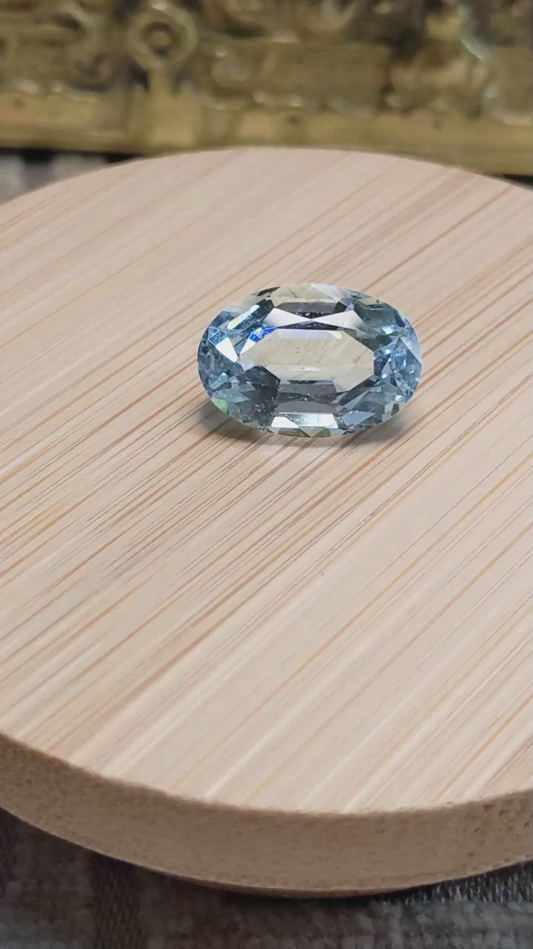 7.74 Ct. Blue Aquamarine from Brazil Size Video