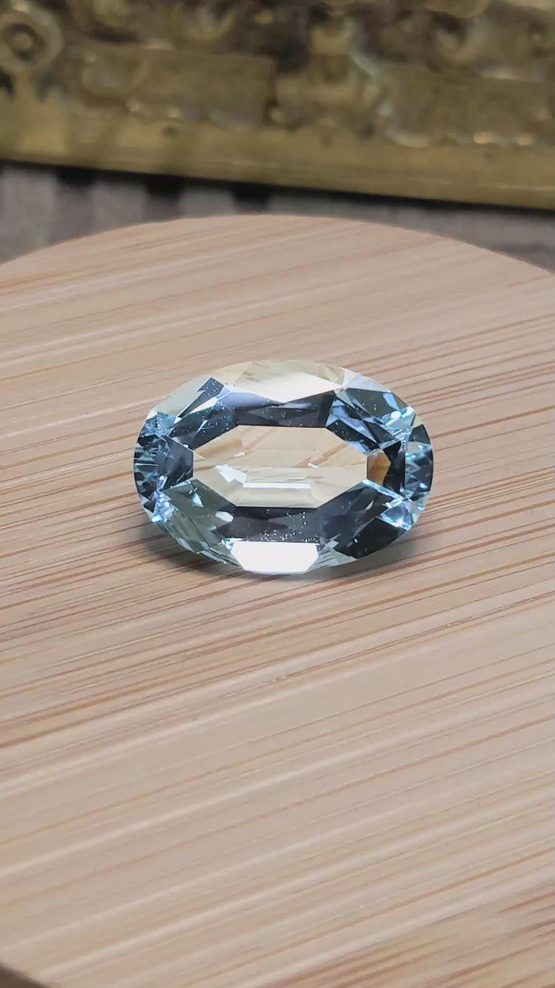 11.26 Ct. Blue Aquamarine from Brazil Size Video