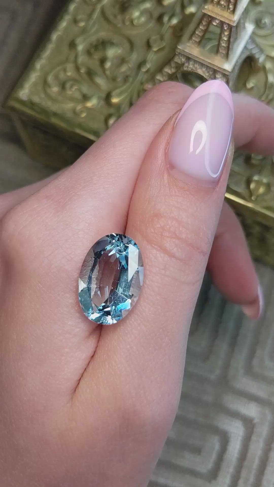 11.26 Ct. Blue Aquamarine from Brazil Size Video