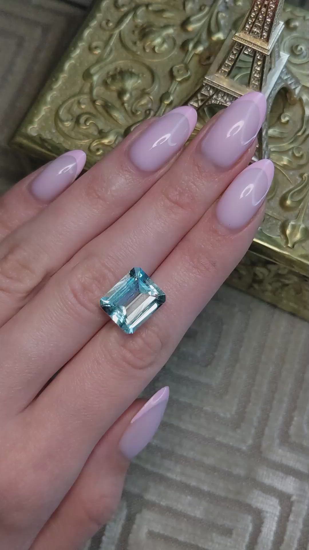 7.87 Ct. Blue Aquamarine from Brazil Size Video