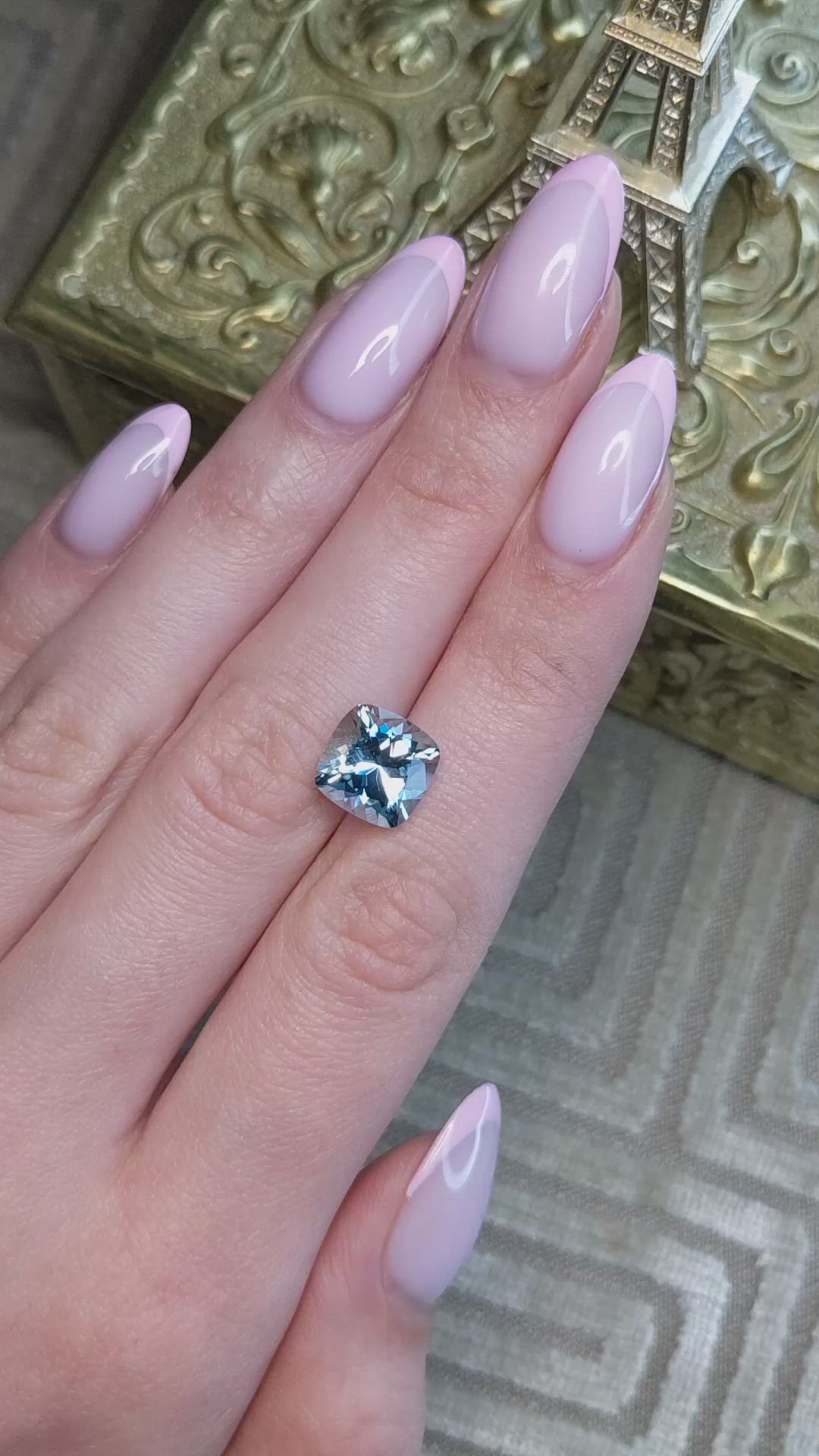 3.80 Ct. Blue Aquamarine from Brazil Size Video