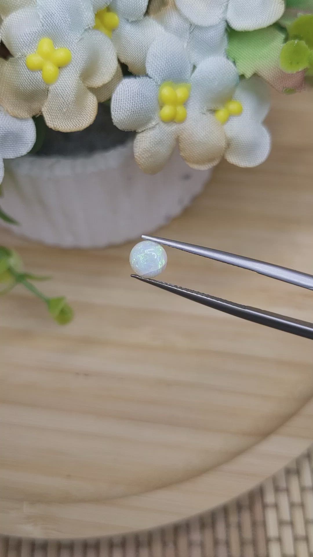 0.64 Ct. Multi Color Cabochon White Opal from Brazil Size Video