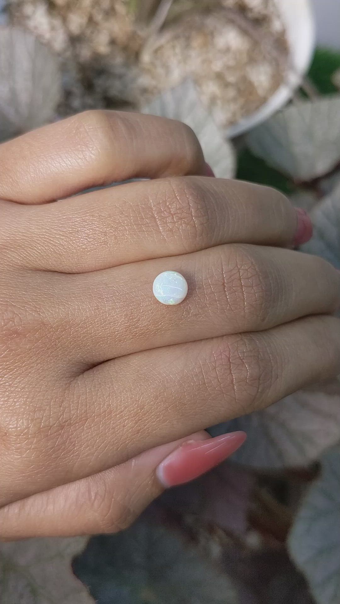0.64 Ct. Multi Color Cabochon White Opal from Brazil Size Video