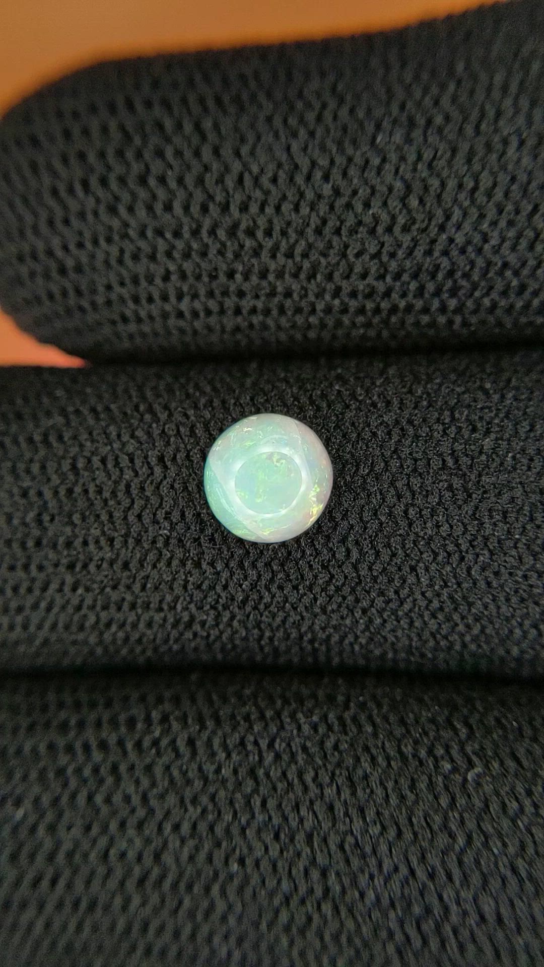 0.64 Ct. Multi Color Cabochon White Opal from Brazil Size Video