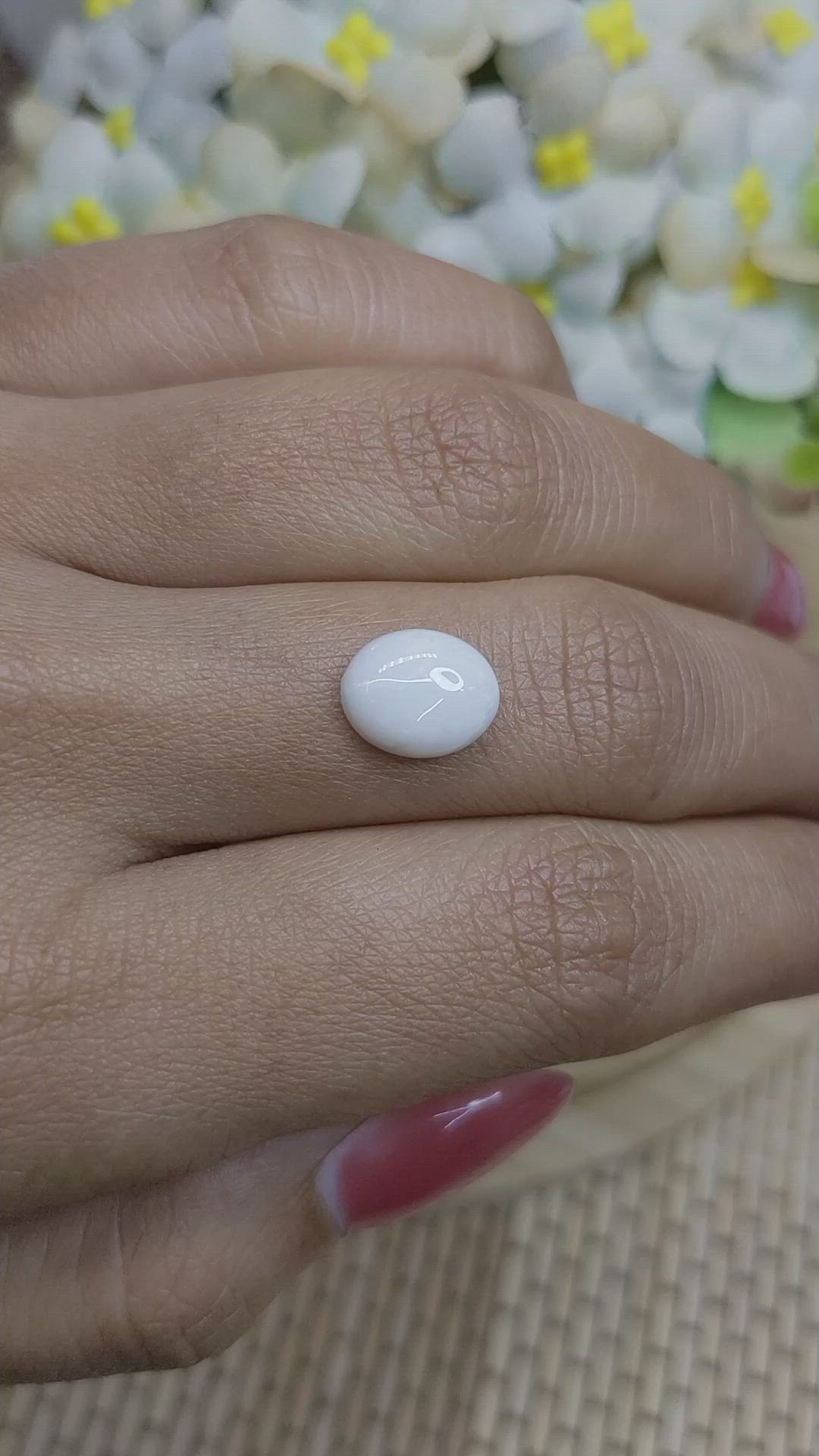1.80 Ct. White Cabochon White Opal from Brazil Size Video