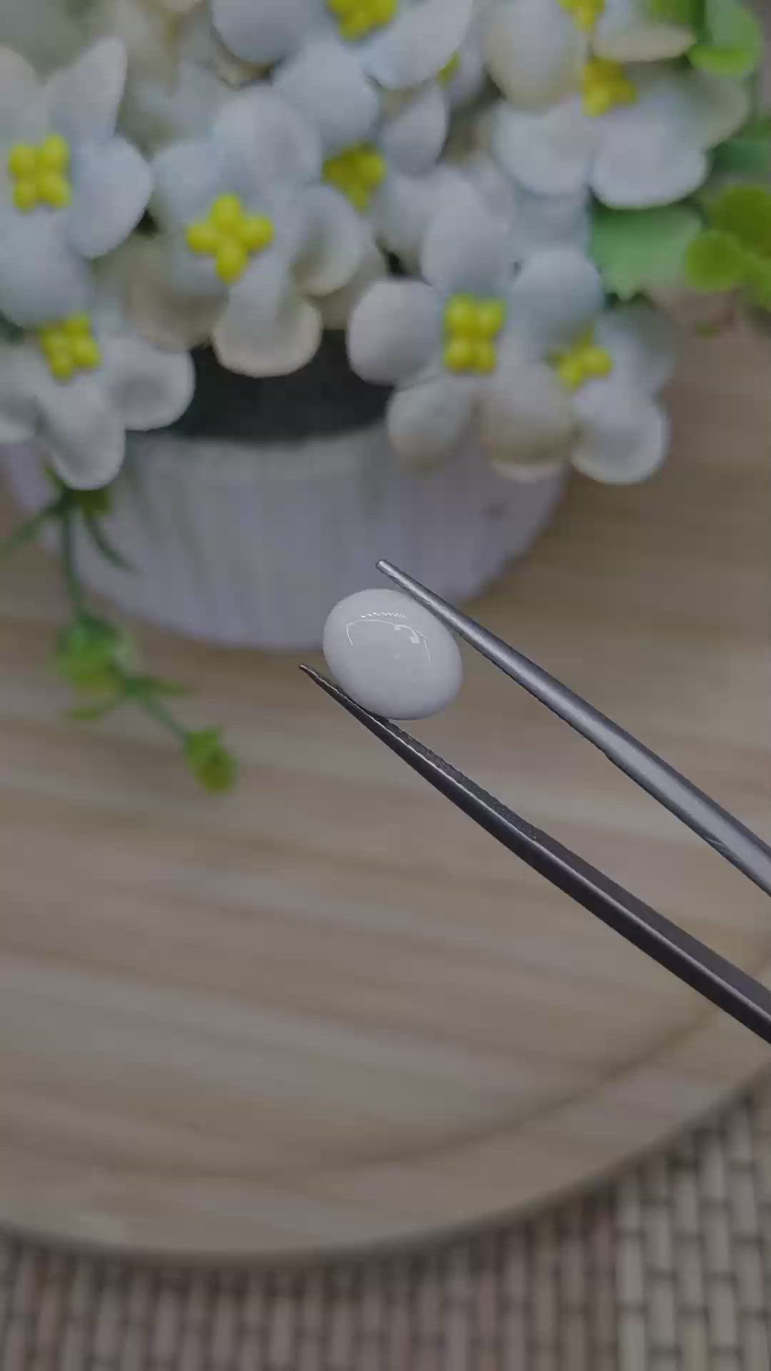 1.80 Ct. White Cabochon White Opal from Brazil Size Video