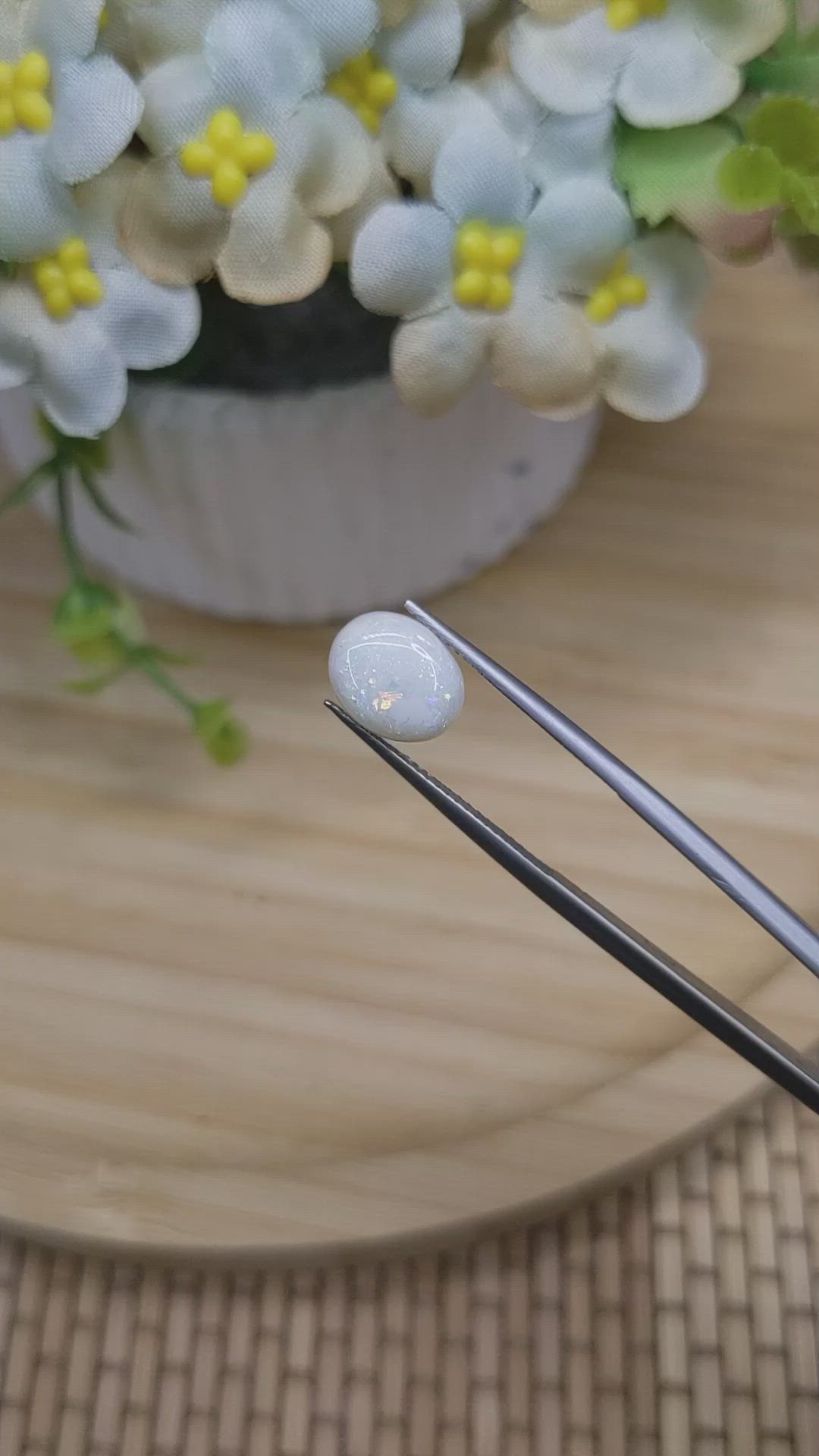 2.08 Ct. Multi Color Cabochon White Opal from Brazil Size Video