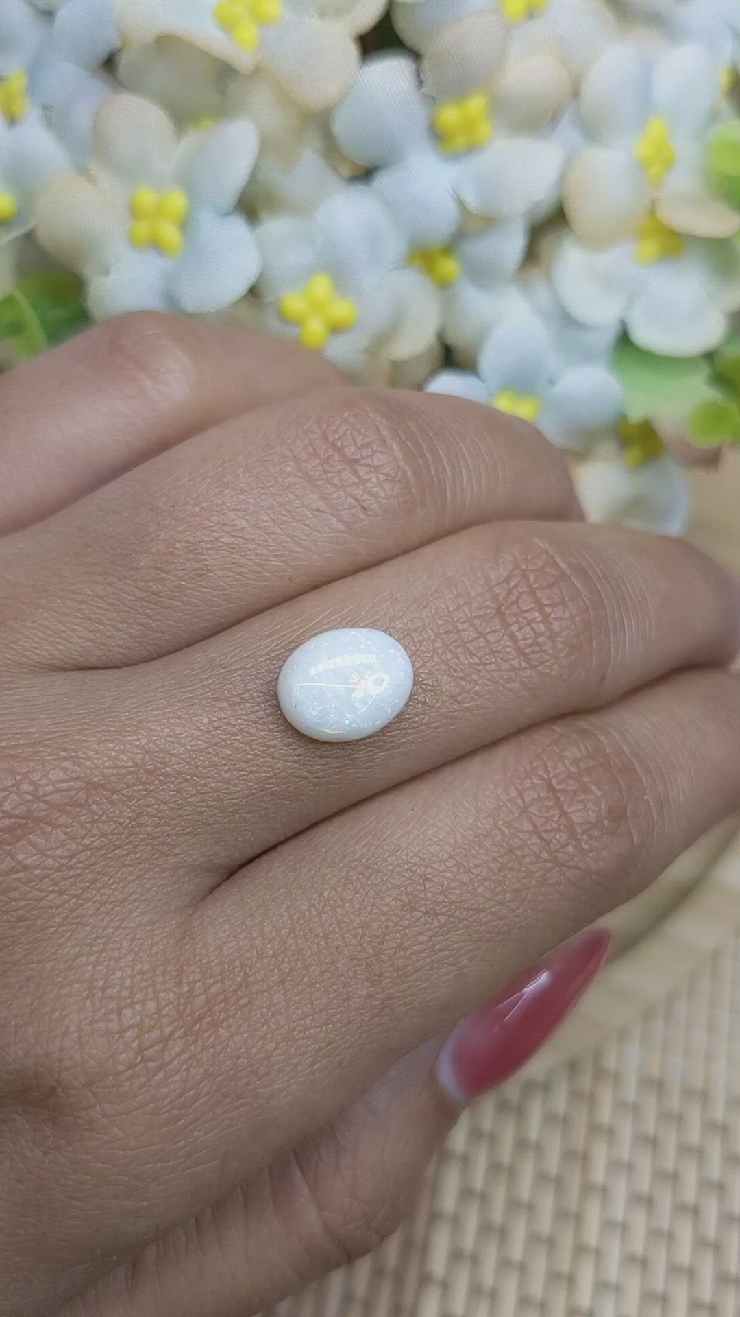 2.08 Ct. Multi Color Cabochon White Opal from Brazil Size Video