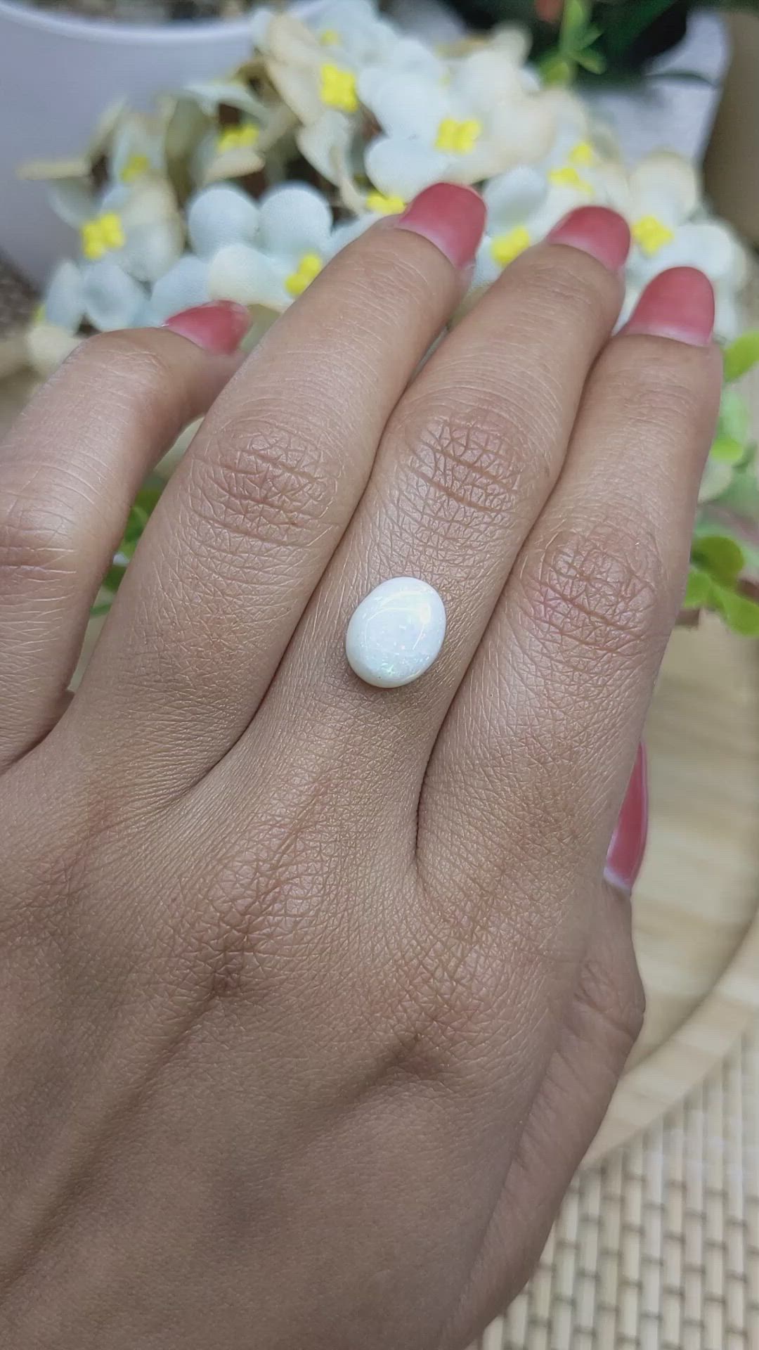 2.08 Ct. Multi Color Cabochon White Opal from Brazil Size Video
