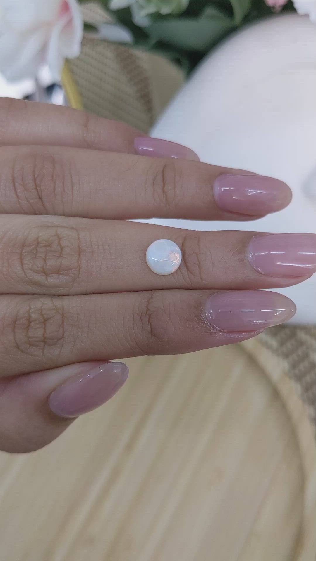 0.83 Ct. Multi Color Cabochon White Opal from Brazil Size Video