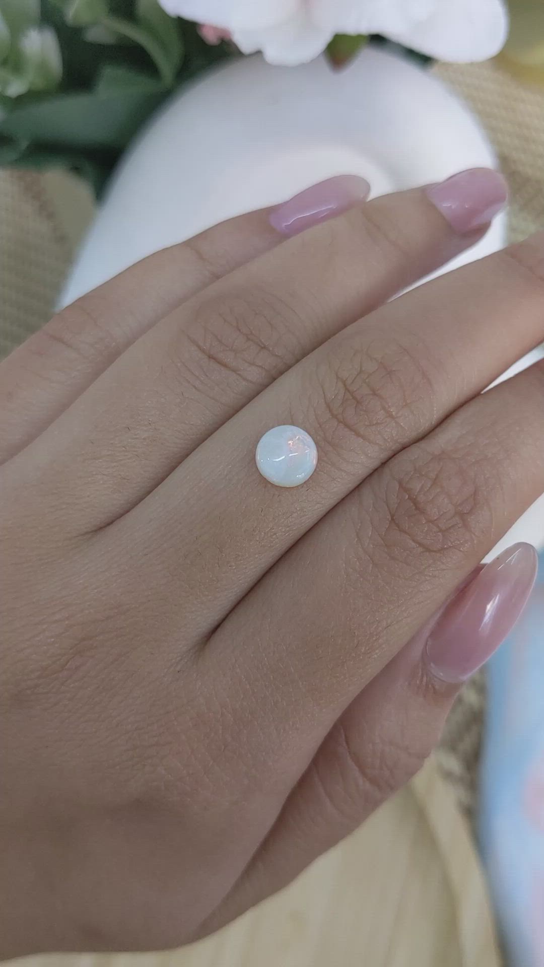 0.83 Ct. Multi Color Cabochon White Opal from Brazil Size Video