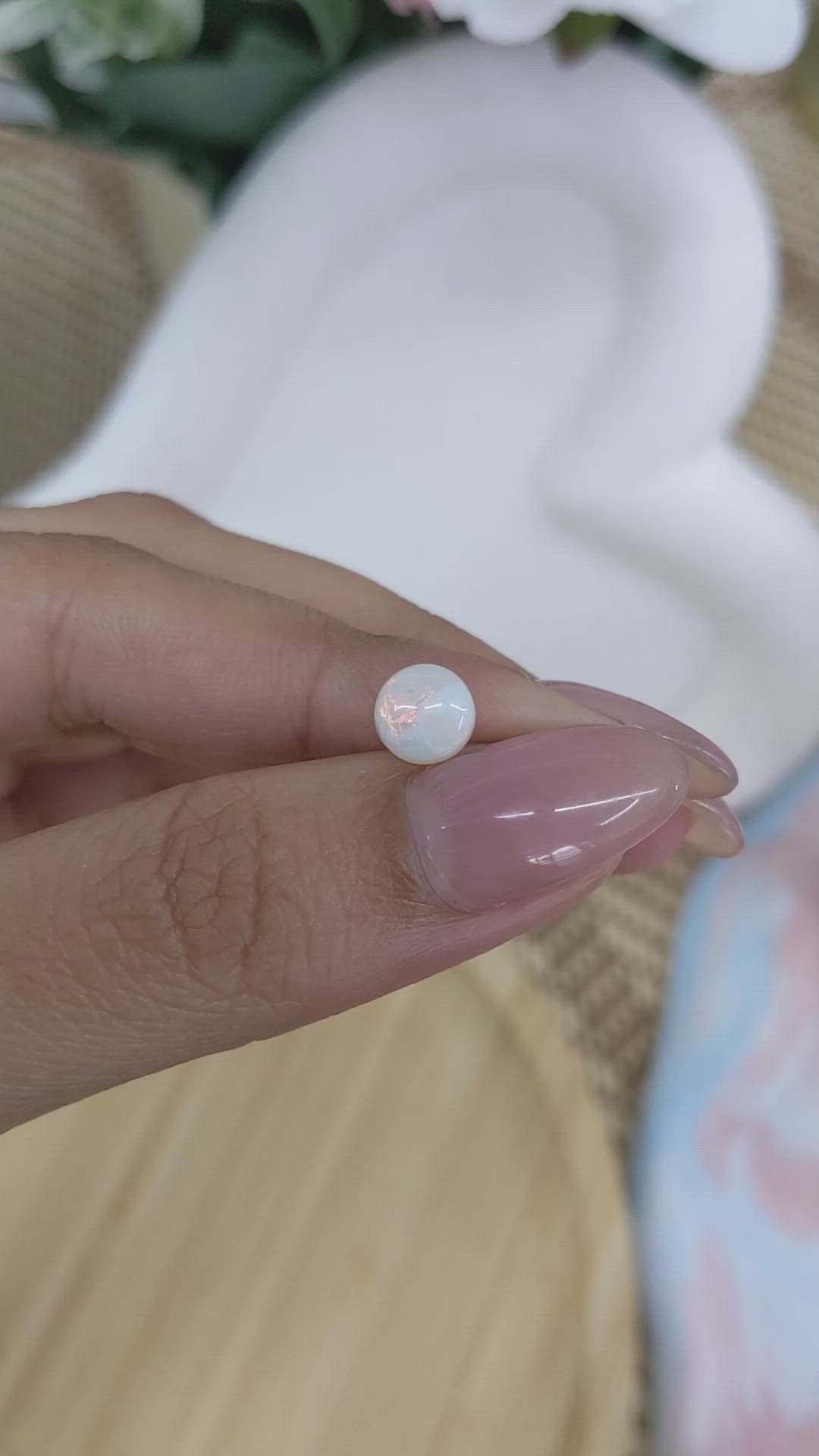 0.83 Ct. Multi Color Cabochon White Opal from Brazil Size Video