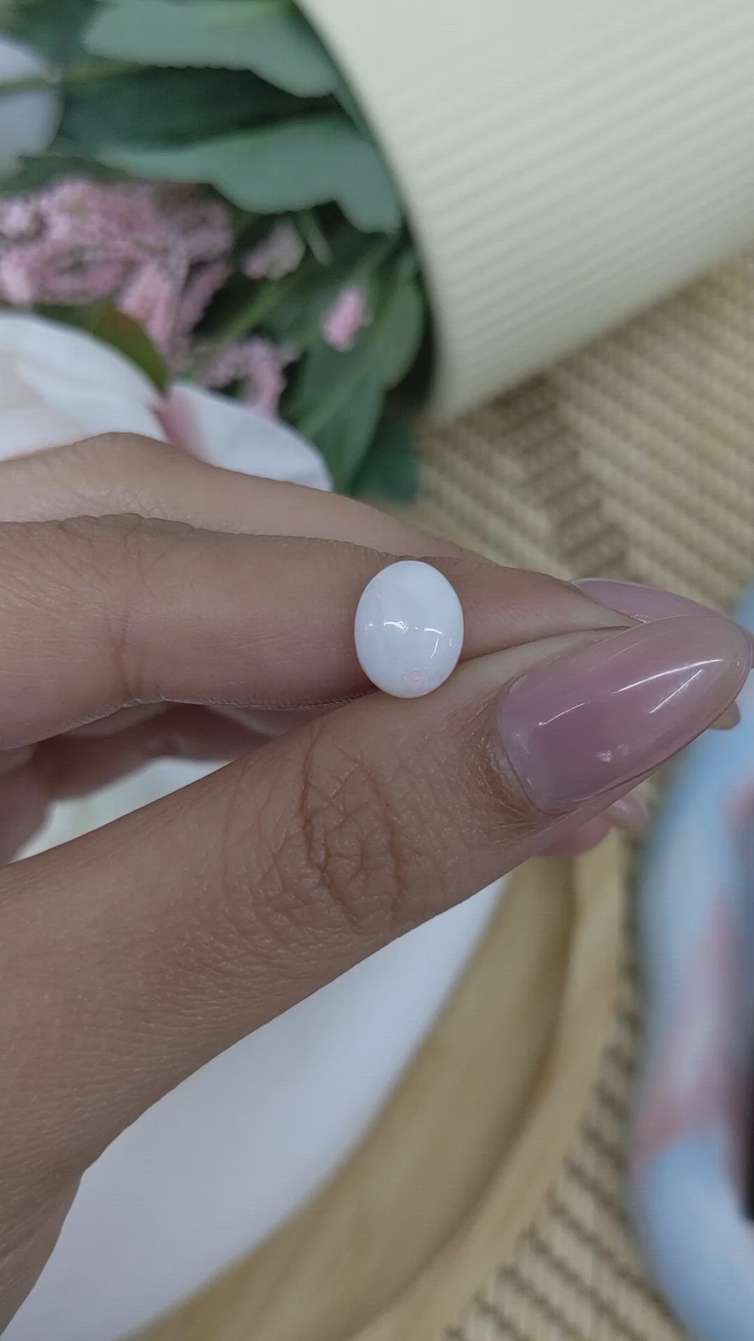1.53 Ct. Multi Color Cabochon White Opal from Brazil Size Video