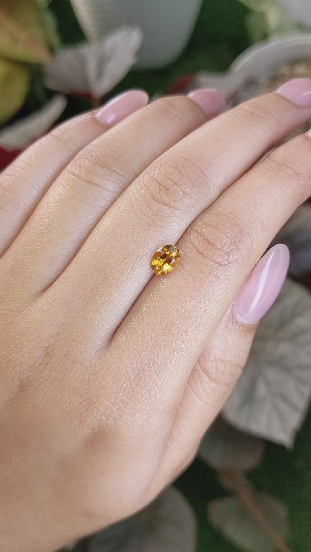0.70 Ct. Orangish Yellow Madeira Citrine from Brazil Size Video